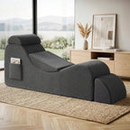 Yoga Chair Lounge for Adult, Ergonomic Foam Chaise Lounge Chair Indoor with Side Pocket, Headrest, Waist Pad, Ottoman, Perfect for Stretching, Massage, and Relaxation, No Assembly Required(Grey)