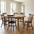 AreShark Brown Dining Chairs Set of 6, Farmhouse Wooden Windsor Dining Room Chairs, Solid Wood Spindle Back Kitchen Chairs
