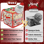 Christmas Ornament Storage Box, Christmas Ball Container with Dividers for 64 Balls, Space-Saving Holiday Decor Organizer Xmas Ornaments Box (Red)