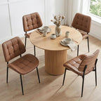 Upholstered Dining Chairs Set of 4, Mid Century Modern Faux Leather Dining Chairs with Walnut Bentwood Back and Metal Legs for Dining Room, Restaurant, Café, Brown