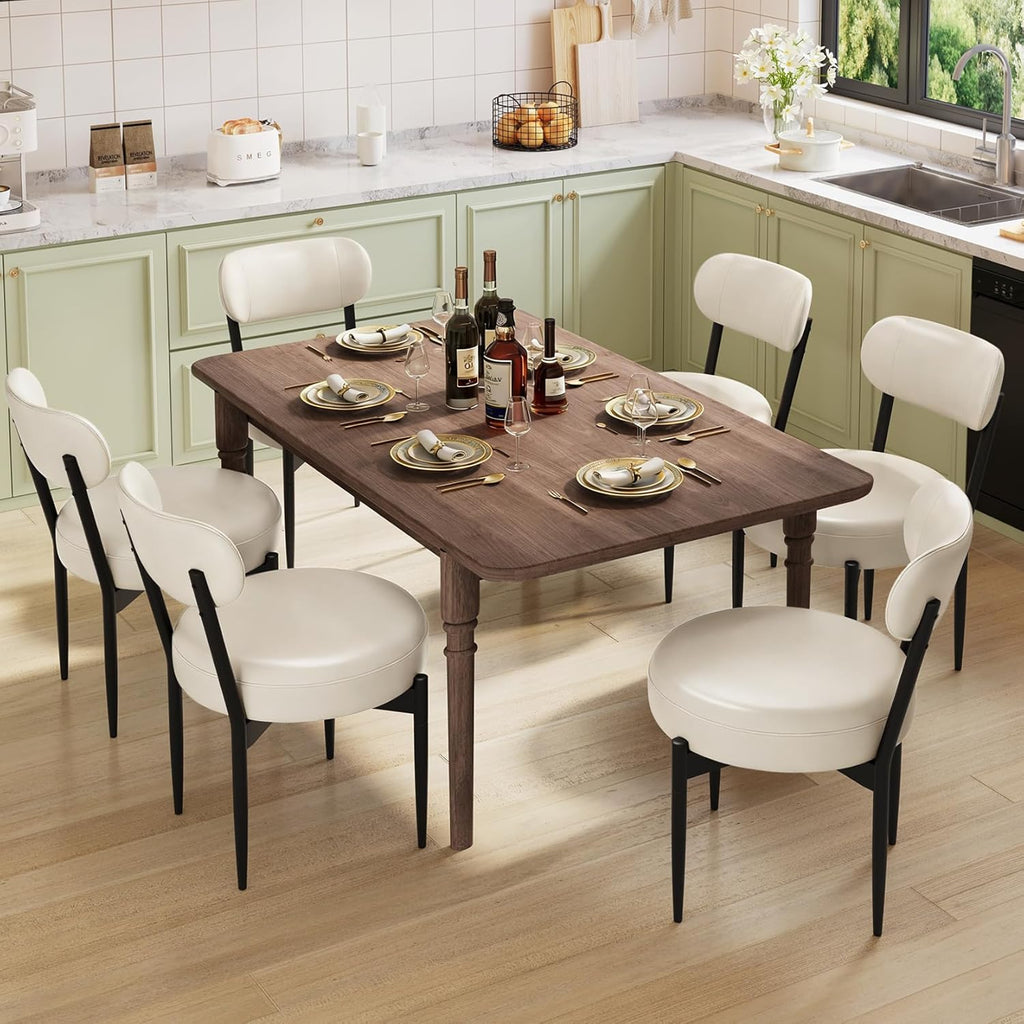 Welzona Upholstered Dining Chairs Set of 4, PU Leather Dining Room Chairs with Sturdy Metal Legs, Kitchen Chairs for Dining Room/Kitchen/Restaurant/Hotel, Modern Style, White