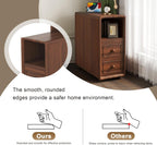Tall Side Table Fully Assembled End Tables with Charging Station, 47 Inch High Nightstand Bed Side Table with Storage for Living Room & Bed Room, Just Need to Install Legs and Upper Shelves (Walnut)