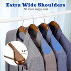 HOUSE DAY Wood Suit Hangers for Men 24 Pack, Smooth Wide Shoulder Wooden Hangers with Non Slip Pant Holder, Wide Hangers for Suits, Coats, Jackets, Heavy Wide Clothes Hanger, Walnut