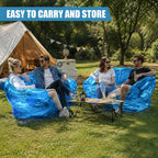 Double Seat Inflatable Couch Blow Up Couch for Camping, Outdoor Transparent Inflatable Sofa, Folding Portable Air Couches, Beach Blow Up Lounger Furniture for Adults Indoor Use for Movie Night Blue