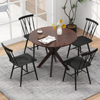 COSTWAY Dining Chair Set of 4, Farmhouse Windsor Chairs Dining Room Chairs with Spindle Back and Sturdy Metal Construction, Kitchen Side Chair for Living Room Restaurant, Black (Height 17'')