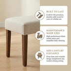 HNY Farmhouse Upholstered Dining Bench Seat, 45" Linen Entryway Bench with Natural Wood Legs, Mid Century Modern End of Bed Bench for Kitchen Bedroom Living Room Hallway, for 2-3 Person, Beige