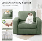 36.2" Wide Swivel Accent Chair - 360° Rotation Upholstered Modern Design Comfortable Cushioned Seating, Pillowback Glider Rocking Chair for Living Room, Bedroom, Nursery and Reading Nook, Olive Green