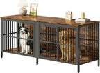 80" Dog Crate End Table, Rustic Brown, Large & Medium Dogs