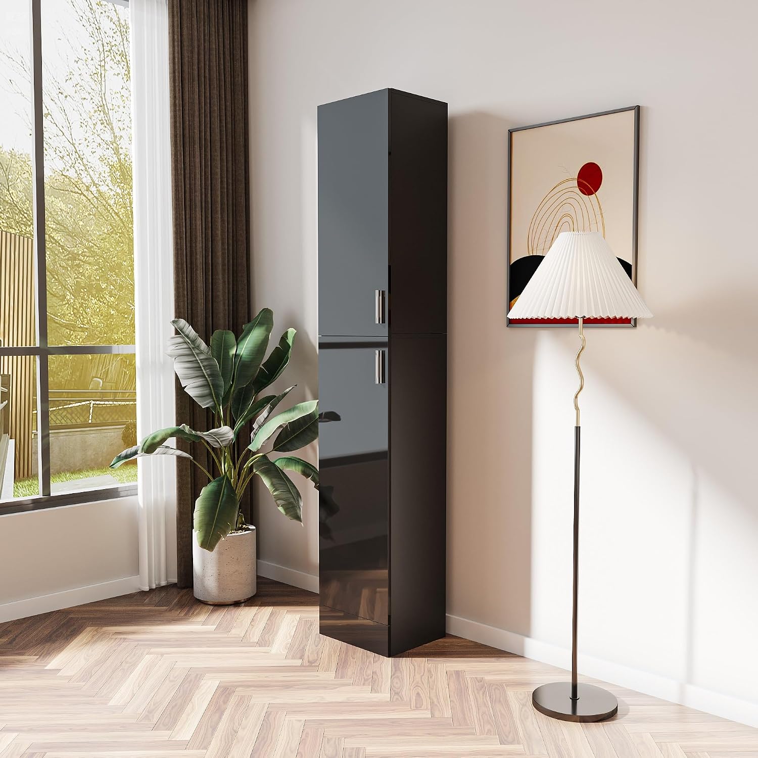 Modern Freestanding Cabinet with Inadjustable Shelves, for Kitchen Dining Room,for Kitchen Home