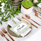 Whaline 100 Pcs Sage Green Place Cards Stripes Tented Card Seating Cards for Spring Wedding Birthday Bridal Shower Party Table Setting