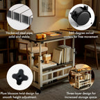 Adjustable Height Multi-Functional Garden Workbench, Heavy Duty Carbon Steel, 3-Tier Storage, 4 Lockable Casters, Mobile for Home, Office, Dorm & Garden
