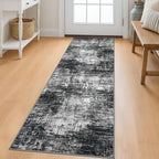KILOCOCO Modern Abstract Runner Rug 2x6 ft Washable Hallway Runner Rug Non Slip Soft Printed Kitchen Runners for Hallways Entryway Bedside Laundry Room Floor Runners, Black/Grey