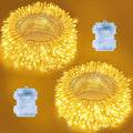 Ollny Fairy Lights Battery Operated 2 Pack, Total 200 LED 66 FT Battery String Lights, Waterproof LED Light with 8 Modes, Bedroom Indoor Outdoor Classroom Party Decorations, Warm White