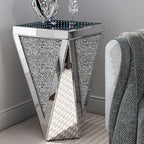 IKIFLY Set of 2 Mirrored End Table with Infinity Lights, Silver Nightstand with Crushed Diamond, Modern Side Table for Office Living Room Bedroom (Remote Control Included)