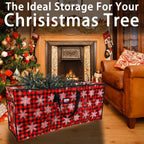 Plastic Waterproof Christmas Tree Bag - Large Storage Box with Reinforced Handles and Dual Zippers for 9ft Artificial Holiday Trees