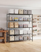 Sakugi Garage Shelving - 5-Tier Garage Shelving - Large Capacity Storage Shelves, Robust & Rustproof Metal Shelf Organizer for Garage, Pantry, Kitchen, 47.5" x 12.5" x 61.0", Black
