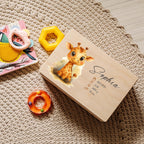Creative Deco Personalized Wooden Baby Memory Box Storage Box - Giraffe | 11.8x7.87x5.51in (+-0.5) | Hinged Lid Engraving | Unpainted Gift Box
