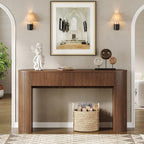 55 Inches Entryway Table with Storage, Mid-Century Console Tables with 2 Drawers, Modern Fluted Sofa Table Behind The Couch, Foyer Tables for Entryway, Couch,Livingroom Walnut
