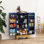 ARTPOWER 45'' Kitchen Pantry Cabinet, 4 - Layer Storage Cupboard with Adjustable Shelves for Storage Cabinet Pantry, Food Pantry Cabinet for Kitchen, Dining Room and Living Room,Gold Legs, Blue