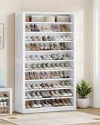 Hzuaneri Shoe Storage Cabinet, 10 Tiers Freestanding Shoe Cabinets, Wooden Shoes Rack with Cubby, 46-50 Pairs, Farmhouse Tall Shoes Cubby Organizer for Entryway, Living Room, White SR59803X
