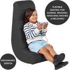 Factory Direct Partners Soft Ergonomic Horizontal Soft Floor Video Rocker - Cushioned Ground Chair Great for Reading, Gaming or Watching TV for Kids, Teens and Adults - Black, 10489-BK
