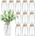 Vintage Glass Flower Vase, Farmhouse Glass Centerpiece Vases Mason Jars for Weddings, Parties & Home Decor Bulk (12, Transparent)