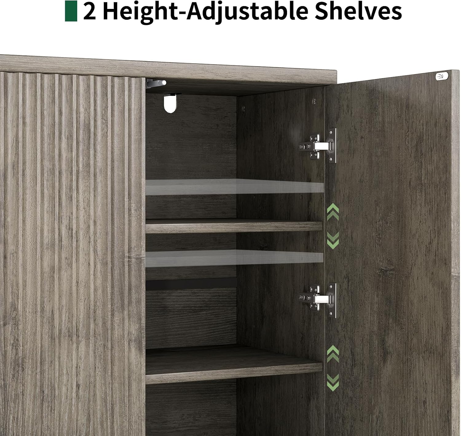 Fluted Sideboard Buffet Cabinet with Storage, Wood Sideboard Cabinet with Doors, Small Credenza Buffets & Sideboards for Kitchen, Accent Cabinets for Entryway Living Room Hallway Home, Grey