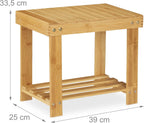 Relaxdays Bamboo Footstool, up to 100 kg, Sturdy Step Stool, Children's Stool Bathroom, Footstool, H x W x D: 33.5 x 25 x 39 cm, Natural