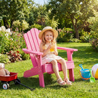 Costzon Kids Adirondack Chair, All-Weather HIPS Toddler Outdoor Chair, Wooden Textured Plastic Fire Pit Chair, Kids Patio Chair for Backyard Lawn Garden, Fits Children Age 3-7 Years (1, Pink)