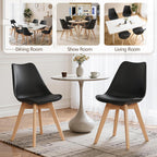 VECELO Dining Chairs Set of 4, Mid-Century Modern Kitchen & Dining Room Chairs, PU Leather Upholstered Seat, Solid Wood Legs, Armless, Non-Slip Feet, Black