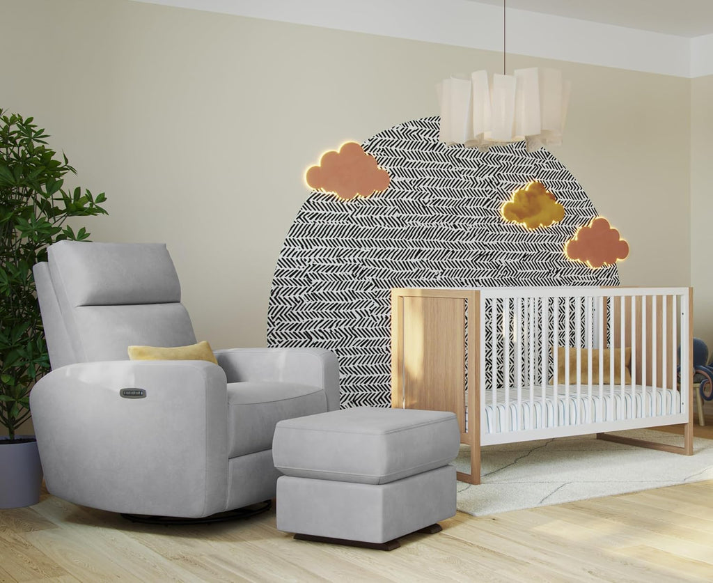 Nurture& Gliding Ottoman - Premium Ottoman Footrest for Nursery or Living Room, Features Premium, Stain-Resistant Performance Fabric in a Sleek, Smooth Glide Design. (Gray)
