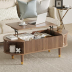 LED TV Stand and Coffee Table Set of 2, Lift Top Coffee Table with Storage, TV Console Table with Power Outlet Living Room Table Sets for Living Room, Bedroom, Home Office, Walnut
