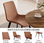 Zerifevni 34.6'' Dining Table and Chairs for 2, Mid Century Modern Round Table Set, Space Saving for Apartment Kitchen Dining Room (Walnut Table+2 Brown Chairs)