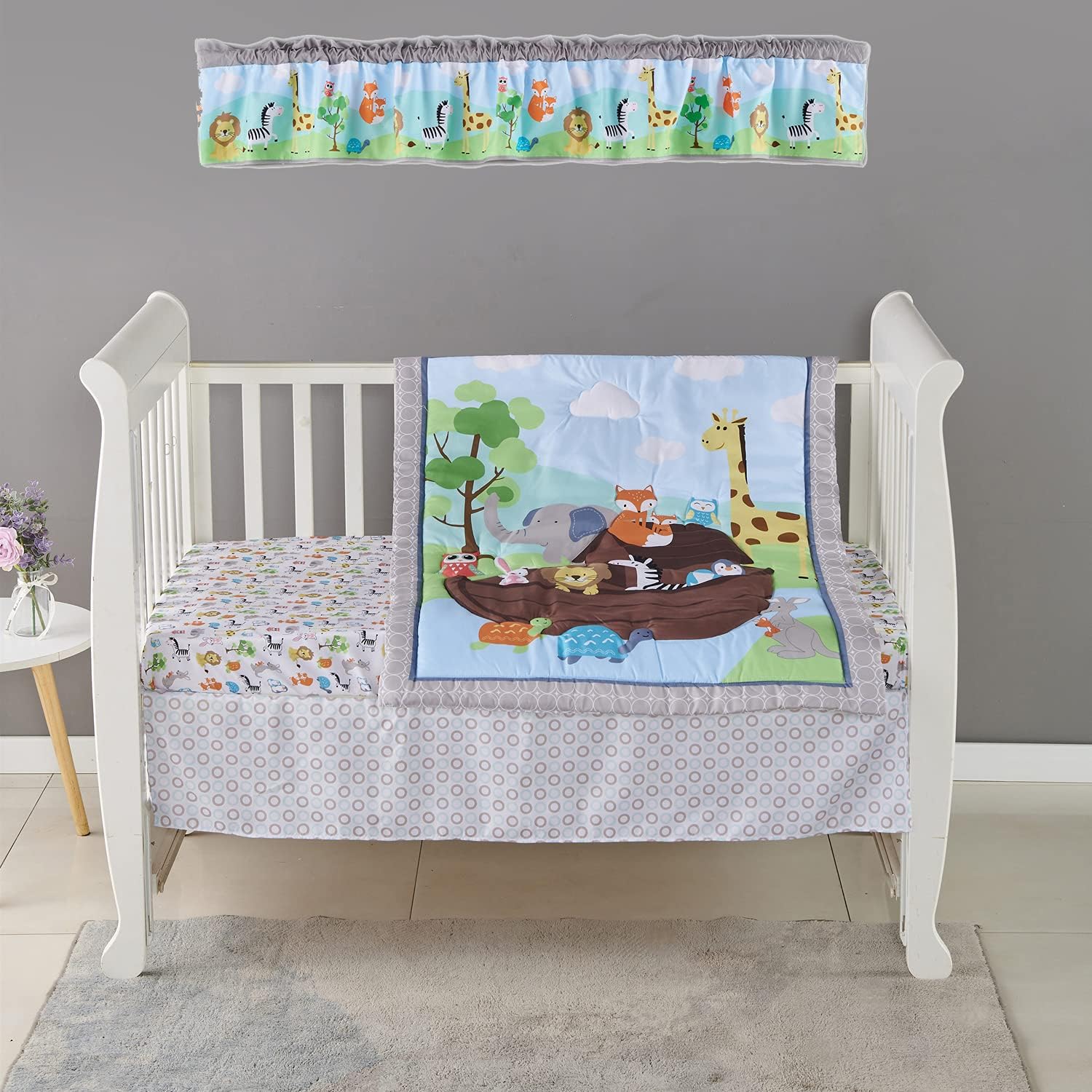 1 PCs Animal Themed Nursery Decorative Window Valance Noah's Ark Baby Girl Baby Boy Animal Thematic Window Curtain