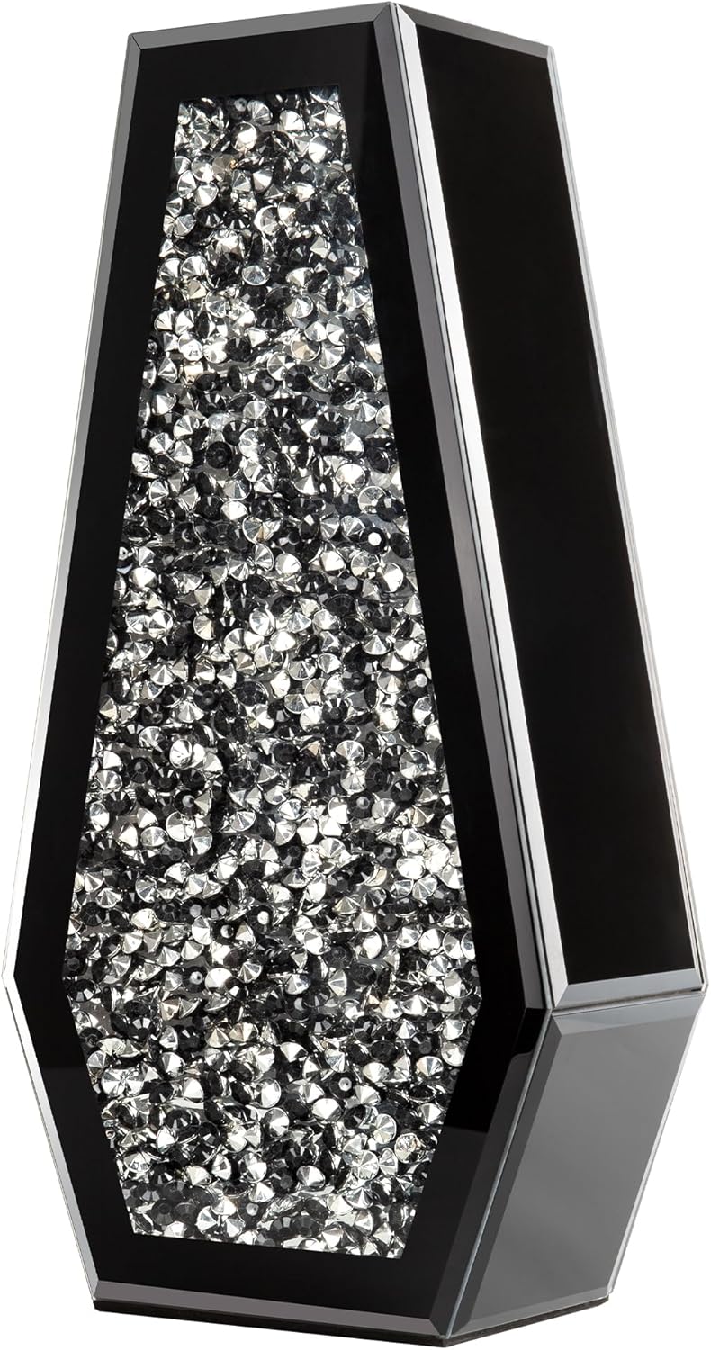 SHYFOY Black Flower Vase Crushed Diamond Glass Vase Large Mirrored Crystal Vases for Centerpieces Tall Floor Vases for Dried and Artificial Flowers Home Decor, Can’t Hold Water