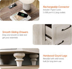 WAMPAT Nightstand Side Table with Charging Station, Antique White End Table with 2 Drawers for Living Room, Elegant Night Stand Bedside Table for Bedroom, Dorm