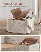 VASAGLE LIRY Collection - Farmhouse Coffee Table with Storage, Square Coffee Table for Living Room, Center Table with Flip-Top Lids, Honey Brown and Rustic White ULCT232W73