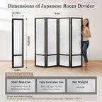 Acrylic Room Divider Panel, 67"x63" Translucent Partition Wall Divider for Room Separation, 4 Panel Freestanding Folding Privacy Screen with Black Wood Frame for Home Office & Loft