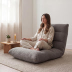 DUMOS Folding Floor Chair with Back Support, Adjustable 14-Position Floor Seating with Comfy Teddy Velvet for Adults & Kids, Reading, Gaming, Meditation, Watching, Grey