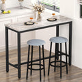 AWQM 39.3" Bar Table Set of 2,Faux Marble Pub Height Table and Chairs Set of 2 with Upholstered Stools,3 Piece Bar Table and Chairs Set Dining Table Set for Living Room,Kitchen,Bar,Grey