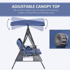 Outdoor Patio Swing Chair for Two with Tilting Canopy and Cushions
