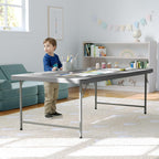 Flash Furniture Paige 4.93' Classroom Activity Table for School and Home, Heavy-Duty Rectangular Plastic Activity Table for Kids, Granite Gray
