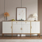 60" Modern Kitchen Buffet Cabinet, Buffets & Sideboard with Storage, Adjustable Shelves, Fluted Doors, Accent Cabinet with Drawers for Kitchen, Living Room, Hallway, White