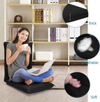 LIFEZEAL Folding Floor Chair, Reading Chair with 6 Positions Adjustable Backrest, Floor Chair with Mesh Surface, for Reading, Meditation, Yoga (Black)