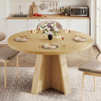 iPormis 47-Inch Round Dining Table for 4-6 People, Modern Wooden Kitchen Table for Dining Room, Farmhouse Circle Dinner Tables Furniture for Kitchen Living Room, Natural