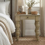 Casartis Living James French Country Side Table with Drawer (Rustic White)