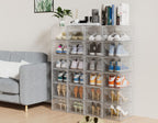 HOMIDEC Shoe Storage, 6 Pack Shoe Organizer Clear Hard Plastic Shoe Box, Shoe Boxes Clear Plastic Stackable, Shoe Boxes with Lids for Size 13, Transparent