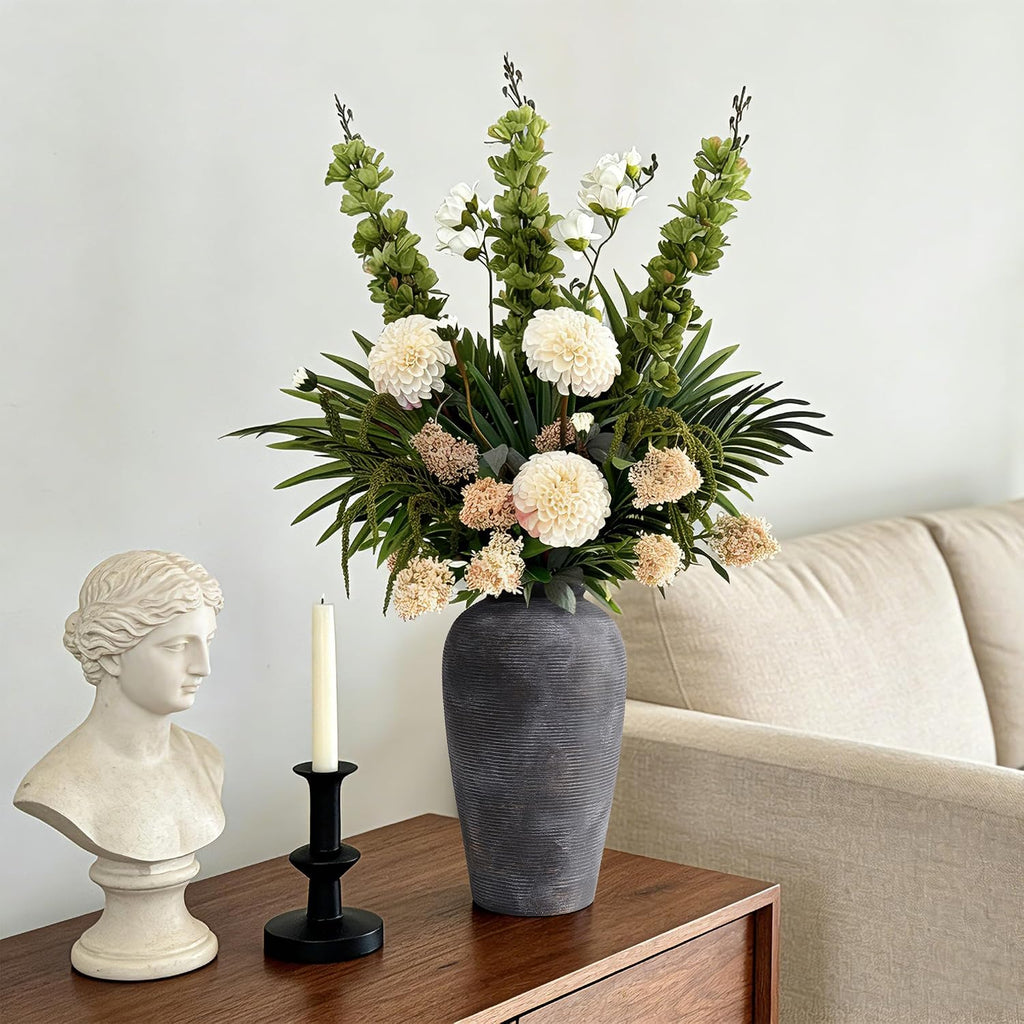 Starttag Large Ceramic Rustic Vase, 11 inch Farmhouse Flowers Tall Vase Vintage Texture Pottery Floor for Indoor Table, Centerpieces, Living Room Home Decor, Bronze