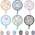 6PCS Floral Round Foldable Hand Fan, 6 Styles Round Folding Fan Japanese Cooling Fans Portable Handheld RoundFans for Indoor & Outdoor Travel Events Party Festival
