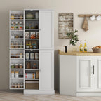 65" Kitchen Pantry Cabinet, Modern Storage Cabinet with Doors and Shelves, Freestanding Cupboard for Dining Room, White,13.8 * 23.6 * 65.4